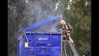 Söderhamn Brand i container med farligt avfall [upl. by Iddet]