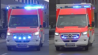 BullhornGRUß  2x RTW Feuer und Rettungswache Mülheim an der Ruhr auf verschiedene Einsatzfahrten [upl. by Blasien]