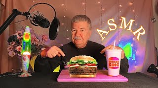 ASMR TRYING A TRIPLE WHOPPER FOR THE VERY FIRST TIME [upl. by Norm]