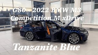 G80 2022 BMW M3 Comp M xDrive Tanzanite Blue Kyalami Orange WalkAround Review Samir Umer SUmer416 [upl. by Tarabar300]