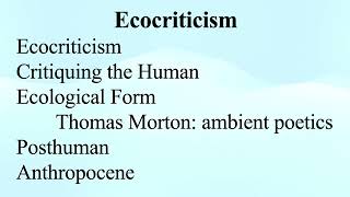 Ecocriticism [upl. by Mosa]