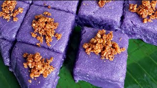 Ube Kalamay Lansong  Sobrang Sarap Kakanin  Steamed Rice Cake recipe [upl. by Etessil]