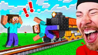 Minecraft Steve VS TRAIN TRY NOT TO LAUGH [upl. by Bonns]