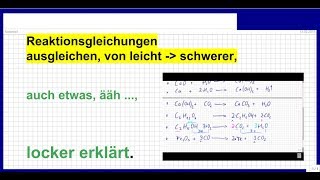 Chemie Reaktionsgleichungen ausgleichen einfach bis schwerer Erklären  Übungsaufgaben [upl. by Gaw491]