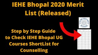 IEHE Bhopal 2020 Merit List RelaesedHow to Check IEHE Bhopal UG Courses ShortList for Counselling [upl. by Tasiana]