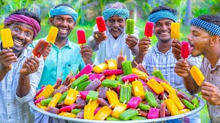 KUCHI ICE  FRUIT POPSICLES  Healthy Homemade Colorful Popsicle Making in Village  Stick Ice Cream [upl. by Chemaram496]