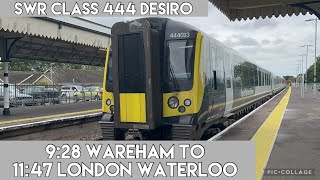 0928 Wareham  1147 London Waterloo  SWR Class 444 Desiro [upl. by Lait]