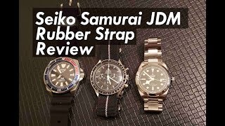 Seiko PADI Samurai Rubber Strap Review Prospex Speedmaster Tudor Black Bay Size comparison review [upl. by Queena]