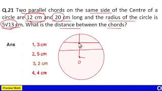 Two parallel chords on the same side of the Centre of a circle are 12 cm and 20 cm long and the radi [upl. by Klenk22]