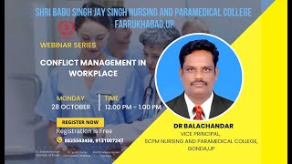 quotCONFLICT MANAGEMENT IN WORKPLACEquot BY DR BALACHANDAR [upl. by Jovita699]