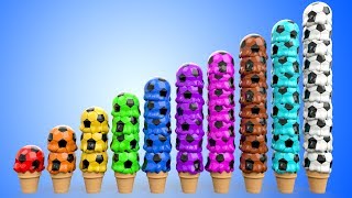 Ice Cream Scoops Soccer Balls to Learn Colors and Numbers for Kids  3D Toddler Learning Videos [upl. by Nosredneh]