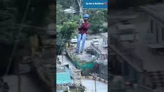 Zip lining in Rishikesh ❤️ zipline rishikesh thrill adventureactivities shorts youtubeshorts [upl. by Aruol731]