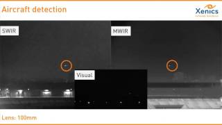 Xenics  Detection of aircrafts in different wavelengths VIS SWIR MWIR [upl. by Cormack280]