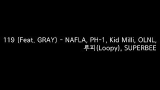 나플라 pH1 Kid Mili OLNL 루피Loopy SUPERBEE  119 Feat GRAY 가사lyric 쇼미더머니 777 [upl. by Sirraf762]