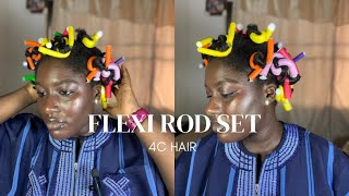 Flexi Rod Set on Medium Length 4C Natural Hair  StepbyStep Tutorial [upl. by Pauletta340]