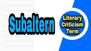 What is Subaltern Literary Criticism Term Postcolonialism [upl. by Natanhoj]