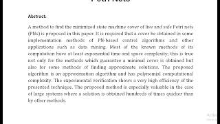 A Polynomial Time Algorithm to Obtain State Machine Cover of Live and Safe Petri Nets [upl. by Zulema946]