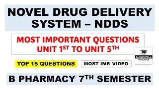 ndds 7th semester important questions  Novel Drug Delivery System 7th semester important questions [upl. by Veedis]