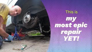 Replacing VW T5 wheel bearing and suspension VWT5 campervan vanlife [upl. by Donegan878]