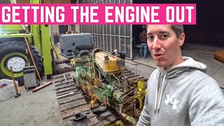 Pulling The Trashed ENGINE Out Of My John Deere 420C CRAWLER [upl. by Hirschfeld]