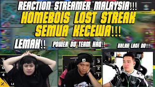 REACTION STREAMER MALAYSIA❗️HOMEBOIS LOST STREAK SEMUA KECEWA❗️ GAME 3 HOMEBOIS VS TEAM HAQ [upl. by Monda]