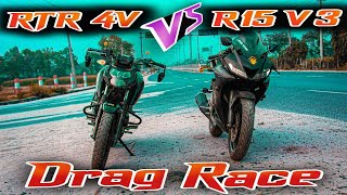 Drag Race  Apache Rtr 160 4v  vs  Yamaha R15 V3  Race [upl. by Sinegra9]