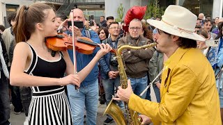 Crowd JOINS singing in Italian  Sarà Perché Ti Amo  Karolina Protsenko amp Daniele Vitale Sax [upl. by Fleeman]