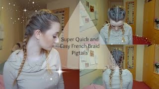 Super Easy Quick French Braid Pigtails  Meghan Parkes ♡ [upl. by Aohk119]