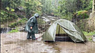 RAINSTORM CAMPING  CAMPING IN HEAVY RAIN AND THUNDERSTORMS  RELAXING CAMPING IN THE RAIN [upl. by Auqinimod502]