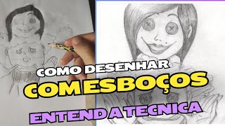 CRIAÇÃO DE ARTE REALISTA PARA INICIANTES de Coraline – A Outra Mãe e Wybie em Esboço Detalhado [upl. by Attikin]