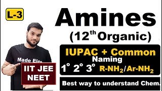 L3 Amine Nomenclature IUPAC  Common  NEET JEE  12th Organic  By Arvind Arora [upl. by Adiraf]