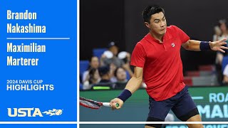 Brandon Nakashima vs Maximilian Marterer Highlights  USA vs Germany  2024 Davis Cup [upl. by Haizek319]