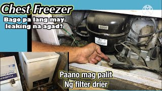 Fujidenzo Chest Freezer recharging refrigerantleakingreplace filter driernot cooling [upl. by Oreste]