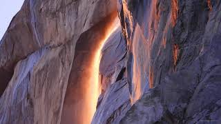 Yosemite’s Horsetail Falls “Firefall” 2182021 at 1100mm [upl. by Yeldua]