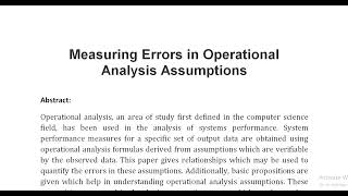 Measuring Errors in Operational Analysis Assumptions [upl. by Leasia]