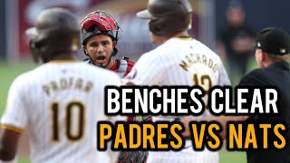 Benches clear in Nats vs Padres game  Padres make the nationals pay with HR from Profar amp Machado [upl. by Neerol]