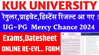 KUK UGPG RESULT UPDATE डेटशीट MERCY CHANCE NOTICE ONLINE REEVL FORM [upl. by Yltneb]