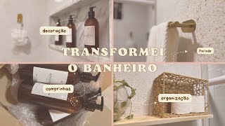 Transformei meu banheiro Pinterest faça vc mesmo  parede texturizada papel líquido [upl. by Nehtan]