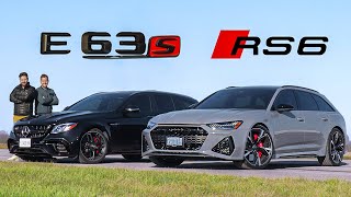 2021 Audi RS6 vs MercedesAMG E63S  DRAG RACE ROLL RACE amp Track Review [upl. by Nivrem]