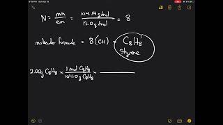 The empirical formula of styrene is the molar mass of styrene is 104 14 What number of atoms are p [upl. by Ailedua919]