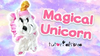 Magical Fluffy Unicorn Horse Animal Charm Rainbow Loom Tutorial  How To [upl. by Thisbee]