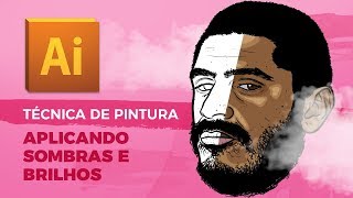 Técnica de pintura no Illustrator  Aplicando sombras e brilhos [upl. by Ressay]