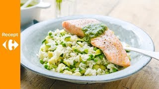 Risotto met zalm erwtjes en dragonpesto [upl. by Picker]