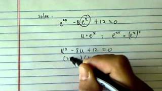 Log amp Exponential Equation e  2 x   8 e  x  12  0 [upl. by Tam]