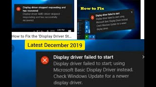 DISPLAY DRIVER failed to start  Problem solved👍✌️😎  New Video  December2019 [upl. by Sorenson]