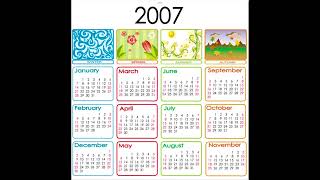 Calendar for 2007 For 12 Months [upl. by Chrissy565]