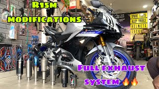 R15m full exhaust system 🔥🔥  full modifications  frenk moto vlogger  akrapovic exhaust [upl. by Nitsu438]