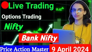 Live Trading  9 April  Nifty  Banknifty Options Trading livetrading optionstrading [upl. by Ahseinat]