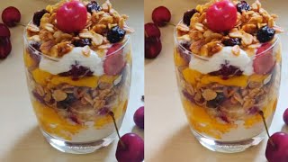 GRANOLA PARFAIT  Fruit amp Granola parfait  How to make Granola amp Yogurt Parfait [upl. by Starla]