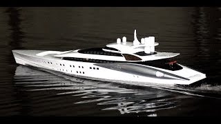 Blohm  Voss Megayacht Model Towing Tank Tests [upl. by Mieka]